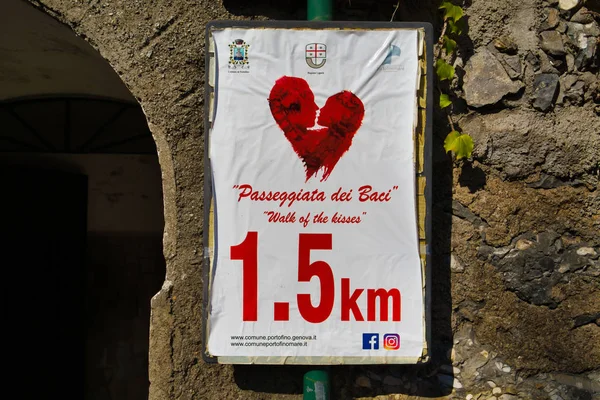 Portofino Italy August 2019 Nameplate Kilometer Love Path Walk Love — Stock Photo, Image