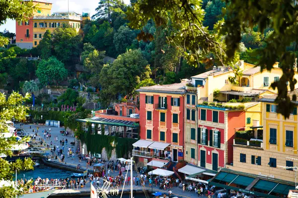 Portofino Italy August 2019 Portofino Promenade Beautiful Colorful Houses Rocky — Stock Photo, Image