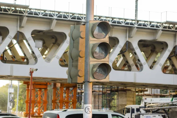 Moscow Russia September 2019 Old Traffic Light Dead End Urban — Stock Photo, Image