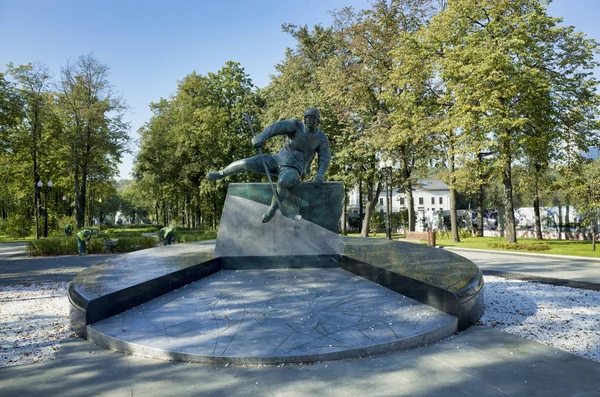 Moskva Ryssland September 2017 Monument Över Valery Charlamov Tvåfaldig Olympisk — Stockfoto