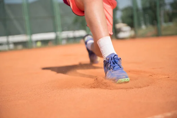 Zbliżenie Tenis Odtwarzacz Glide Sąd — Zdjęcie stockowe