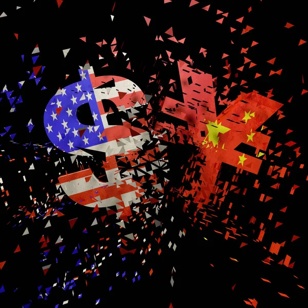 Dolar ve yuan sembolleri ezme İllüstrasyon 