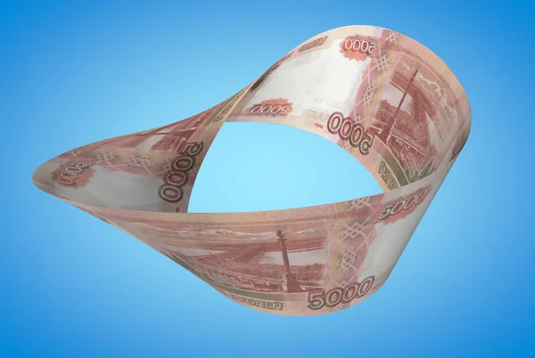 Ruble banknot Moebius şerit (3d render olarak bükülmüş)