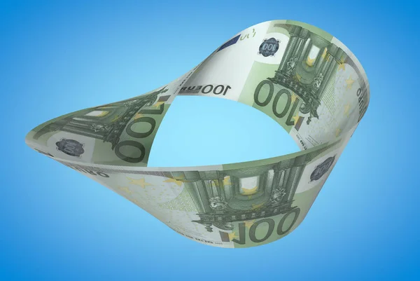 Euro banknot Moebius şerit (3d render olarak bükülmüş)