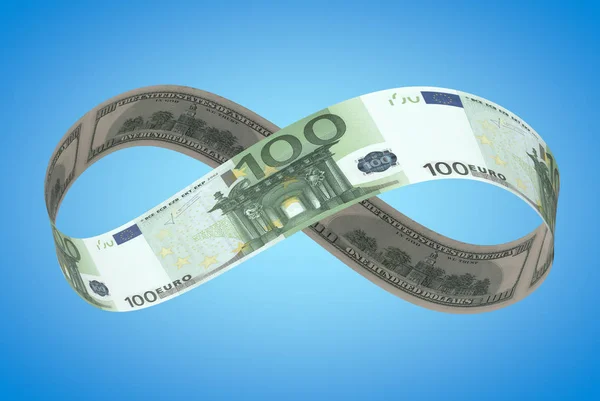 Koncept Nekonečného Peněz Euro Fronta Zpětné Vyúčtování Dolaru Vykreslování Stock Fotografie