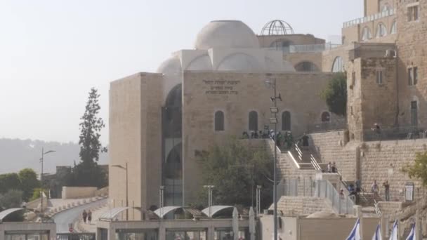 Jerusalén Israel 2020 Vista Gente Que Ora Frente Muro Occidental — Vídeo de stock