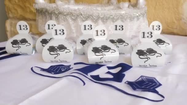 Bar Mitzvah Decorazione Design Alia Torah — Video Stock