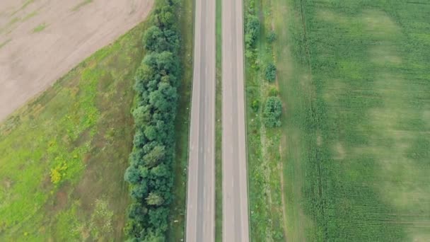 Straßenblick von oben durch die Wolken — Stockvideo