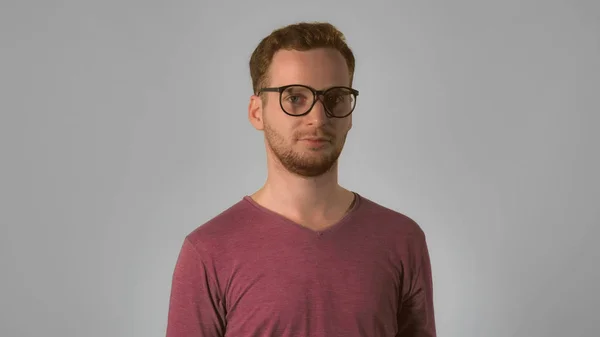 Portrait smart ginger male glasses — Stock Photo, Image