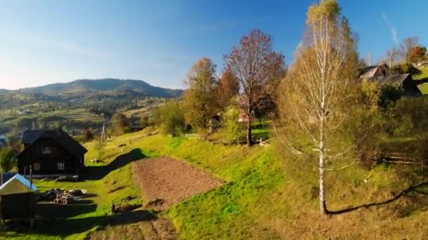Widok z lotu ptaka na wieś na Ukrainie — Wideo stockowe