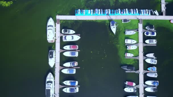 サンヤ港内のボートのトップビュー — ストック動画