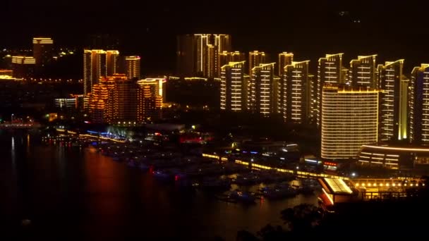 Landschaft Stadt am Abend hainan — Stockvideo