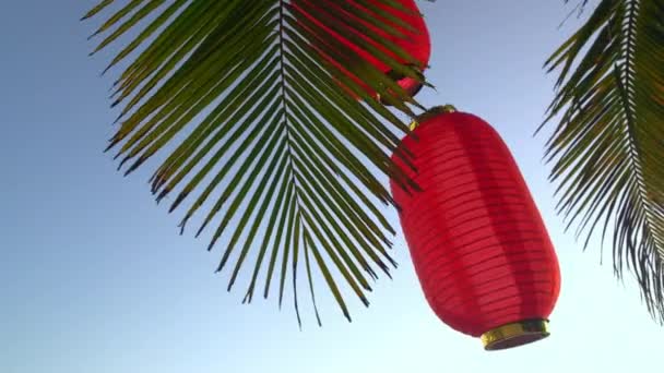 Decoración asiática tradicional al aire libre — Vídeos de Stock