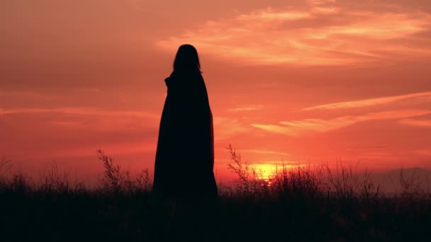 Bruxa halloween ao nascer do sol — Vídeo de Stock
