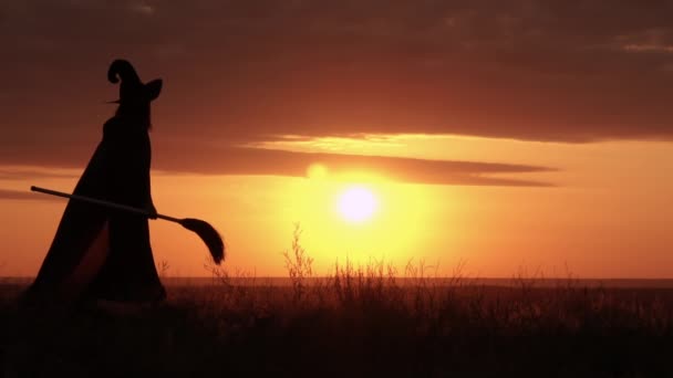 Czarodziejka z miękkim chodzeniem promienie słońca świecą przez płaszcz — Wideo stockowe
