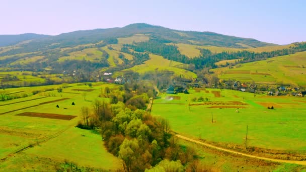 İnsansız hava aracı kırsal bölgede uçuyor. — Stok video