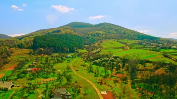 Vue aérienne sur le paysage rural au printemps — Video