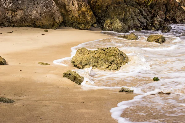 Utsikt Över Fridfull Liten Sandstrand Karibiska Havet Jamaica Med Stor — Stockfoto