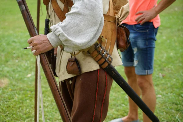 Schießübungen Wurden Mit Alten Gewehren Durchgeführt Die Noch Primitiv Geladen — Stockfoto