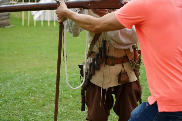 Стрілецькі Навчання Були Організовані Старими Гвинтівками Які Були Примітивно Заряджені — стокове фото