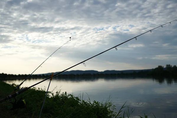 Pesca Alemanha Uma Noite Quente Verão Danúbio — Fotografia de Stock