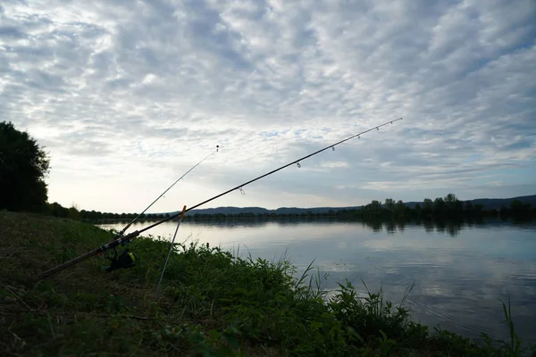 Pesca Alemanha Uma Noite Quente Verão Danúbio — Fotografia de Stock