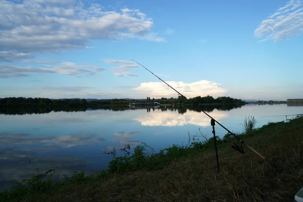 Pesca Alemania Una Cálida Noche Verano Danubio — Foto de Stock