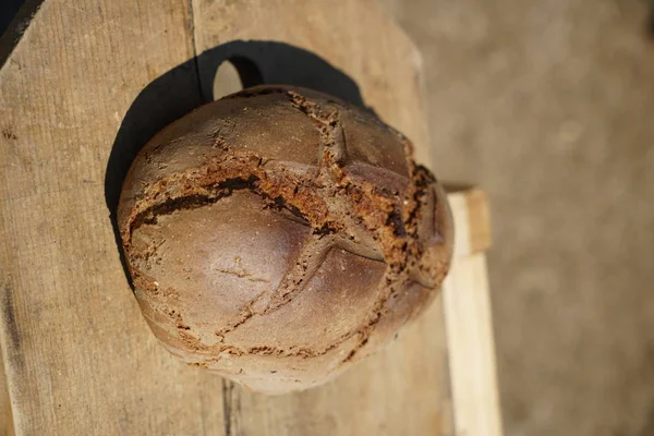 Pan Recién Horneado Horno Leña Según Una Receta Antigua — Foto de Stock