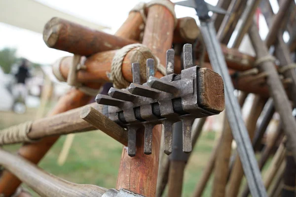 Nachbau Primitiver Kriegswaffen Auf Einem Festival Bayern — Stockfoto