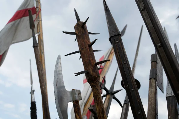 Replica Armas Guerra Primitivas Exibido Festival Baviera — Fotografia de Stock