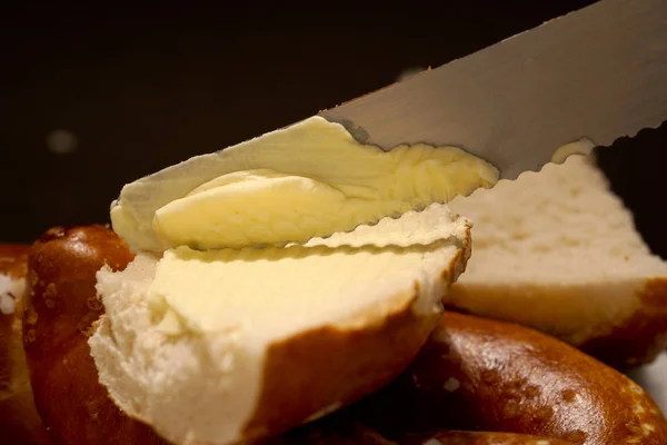 Fresh Pretzel Sausage Cheese Tasty Snack — Stock Photo, Image