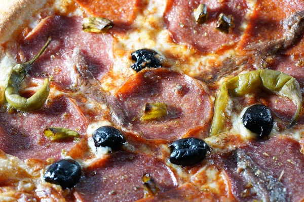 Pizza Sanduíche Pão Picante Feito Massa Levedura Simples Cozinha Italiana — Fotografia de Stock