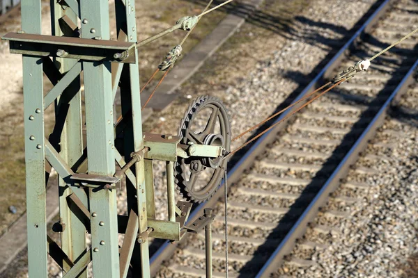 Railroad Railroad Tracks Photographed Bridge Regensburg Good Light — Stock Photo, Image