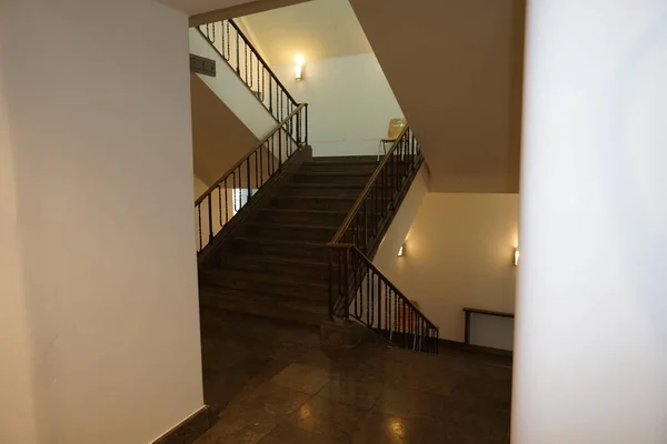 Modern Safe Stairwell Beautifully Integrated Old Building — Stock Photo, Image