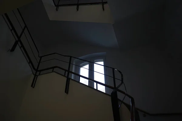 Modern Safe Stairwell Beautifully Integrated Old Building — Stock Photo, Image