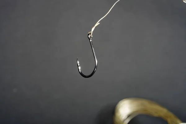 Fishing Hook Gemaakt Van Gesmeed Staal Met Een Slijpen Vooral — Stockfoto