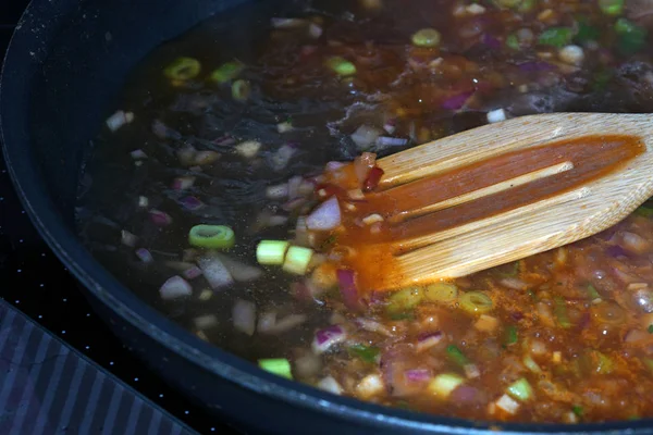 Solomillo Cerdo Cocido Medallones Con Verduras Especias — Foto de Stock