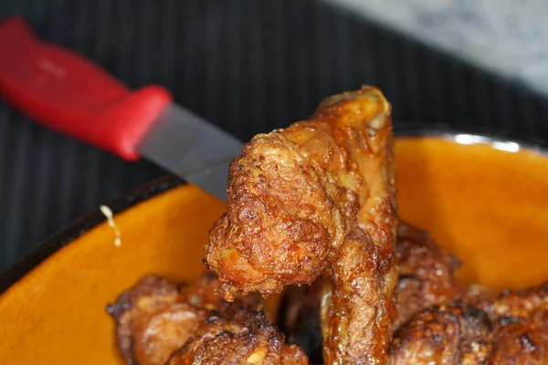 Deliciosas Alitas Pollo Fritas Horno Crujientes —  Fotos de Stock