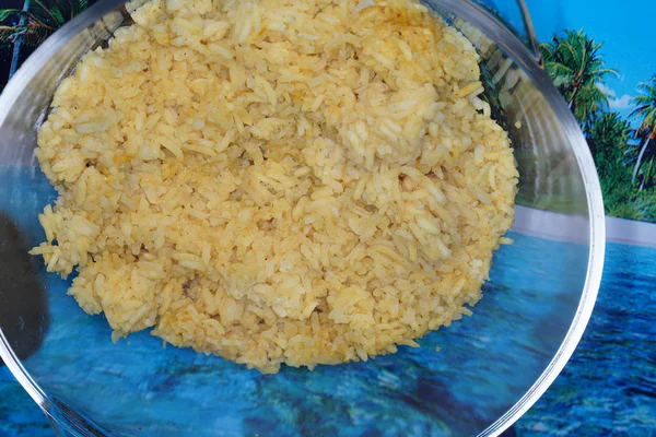 Ryż Curry Rafinowany Serwowane Gorąco — Zdjęcie stockowe