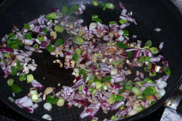 Fresh Red Onion Refines Many Dishes Kitchen — Stock Photo, Image