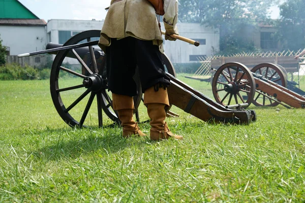 Een Middeleeuwen Festival Duitsland Geschoten Met Oude Kanonnen — Stockfoto