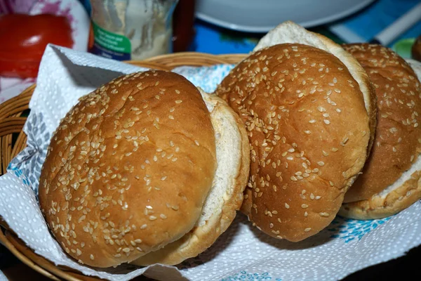Hamburger Savoureux Dans Votre Propre Cuisine Fabriqué Partir Boeuf — Photo
