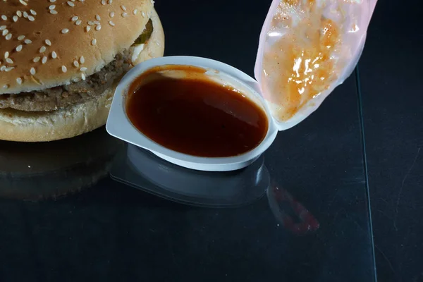 Hambúrguer Saboroso Sua Própria Cozinha Trabalhada Partir Carne — Fotografia de Stock