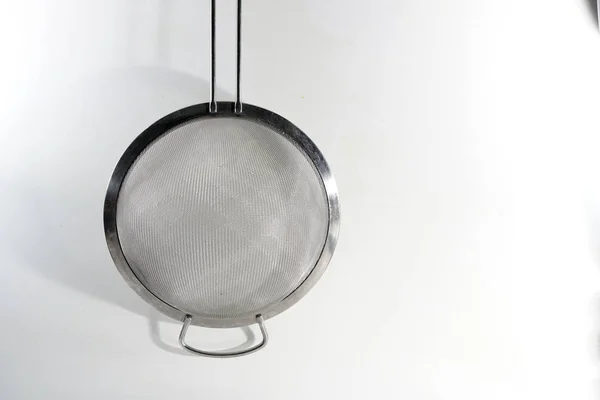 Colander Fine Stainless Steel Net Very Helpful Every Kitchen — Stock Photo, Image