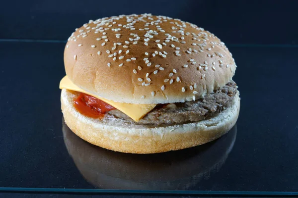 Pão Gergelim Massa Pão Branco Geralmente Usado Para Comer Hambúrgueres — Fotografia de Stock