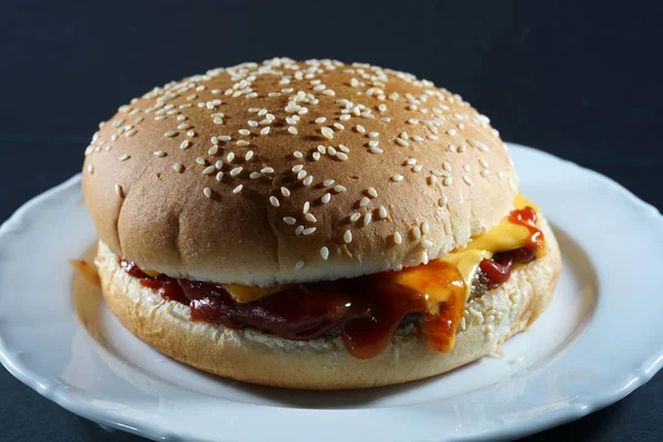 Pan Sésamo Masa Pan Blanco Generalmente Utilizado Para Comer Hamburguesas —  Fotos de Stock