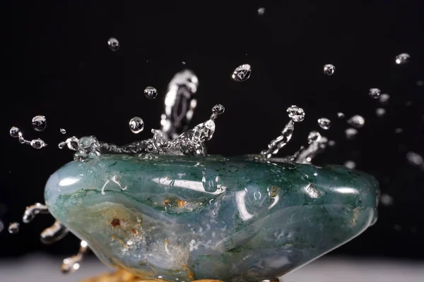 Moss Agate Tipo Calcedonia Que Contiene Minerales Color Verde Piedra — Foto de Stock