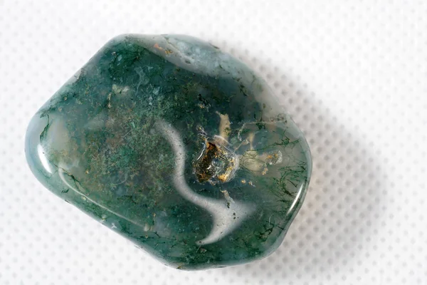 Moss Agate Tipo Calcedonia Que Contiene Minerales Color Verde Piedra — Foto de Stock