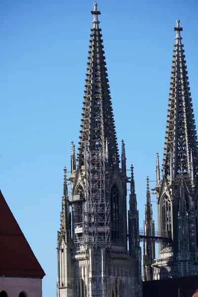 Regensburg Město Bavorsku Velmi Dobře Zachovalým Starým Městem Mnoha Kostely — Stock fotografie