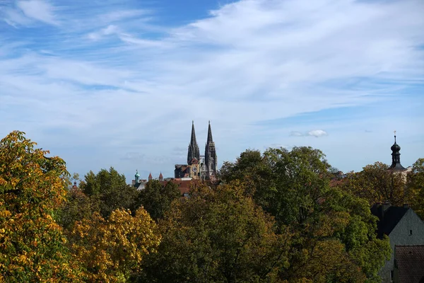 Beierse Oude Stad Met Architectuur Van Kerken Torens — Stockfoto